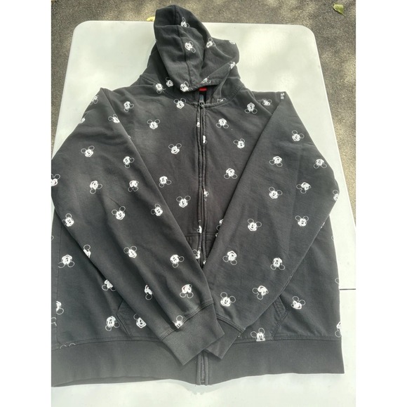 Disney Tops - Disney Mickey Mouse Black Zip Up Hoodie XXL Mickey Print Sweatshirt